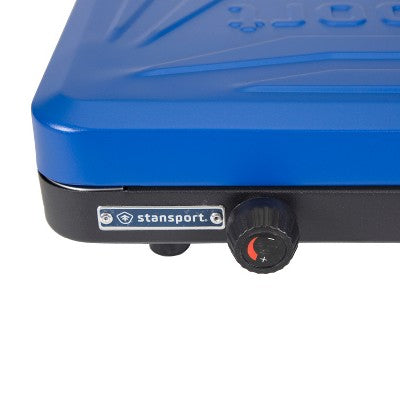  Stansport Double Burner Stove Piezo Ignition With Drip Pan Blue