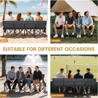  Docred Portable Bench 4/6/9 Seat Soccer Benches For Team, Folding Soccer Bench Chair Sideline Benches Camping Chairs With Carry Bag