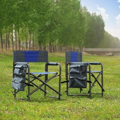  KTMBDW 2-piece Oversized Padded Folding Outdoor Chair With Storage Pockets For Indoor,Outdoor Camping, Picnics And Fishing