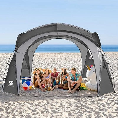  Anybear 12x12FT Gray UPF50+ Pop Up Beach Tent With 2 Side Walls