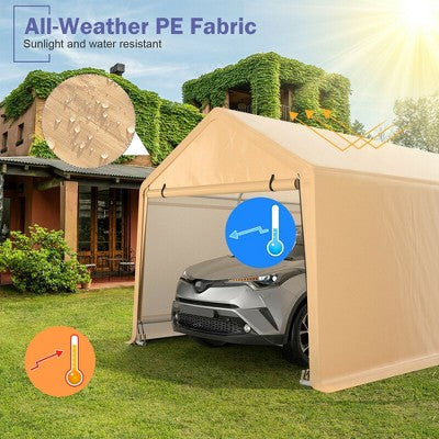  Costway 9x17 Ft Heavy Duty Carport Canopy PE Car Tent Steel Outdoor Garage Shelter