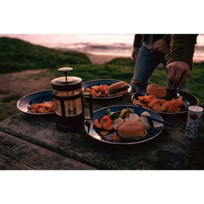  Stansport Enamel Camping Tableware Set 24 Pieces Blue