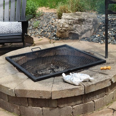 Sunnydaze Decor Sunnydaze Outdoor Camping Or Backyard Heavy-Duty Steel Square X-Marks Fire Pit Cooking Grilling Grate