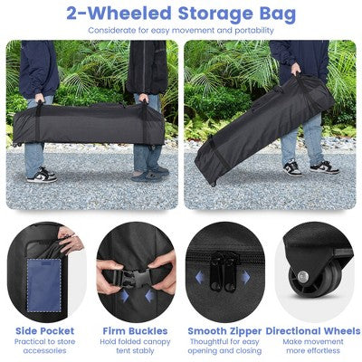  Costway 10x20ft Pop-Up Canopy Party Tent Sidewalls Portable Garage Car Shelter Wheeled