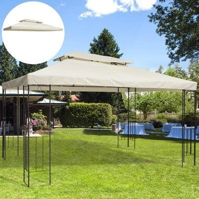  Outsunny 13' X 10' Gazebo Replacement Canopy, 2-Tier Top UV Cover Pavilion Garden Patio Outdoor, Cream White (Top Only)