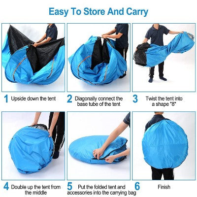  Cesicia 4 Persons Camping Waterproof Tent, Pop Up Tent, Instant Setup Tent, With 2 Mosquito Net Doors, Carrying Bag, Folding