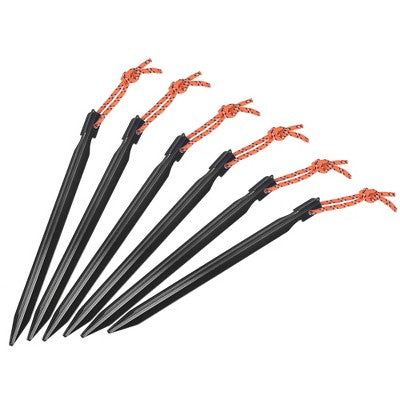  Unique Bargains Tent Stakes Y-Beam Camping Pegs With Pull Rope Aluminum For Tarp 6 Pcs