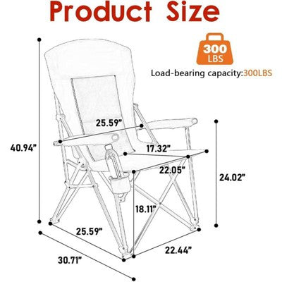  SKRAN Oversized Camping Chairs, High Back Heavy Duty Lawn Chair, Portable Collapsible Chair With Cup Holder For Outdoor, Travel, Picnic, Beach