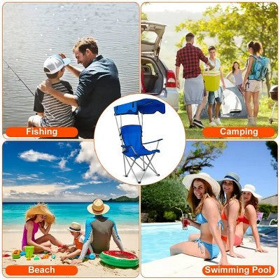 Racxily Foldable Beach Canopy Chair Sun Protection Camping Lawn Canopy Chair 330LBS Load Folding Seat