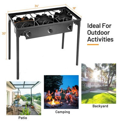  Tangkula Outdoor 3-Burner Stove High Pressure Propane Gas Camp Stove 225,000 BTU