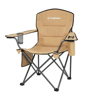  KingCamp Padded Folding Lounge Chairs With Built-In Cupholder, Insulated Cooler Sleeve, And Side Storage Pocket For Indoor & Outdoors