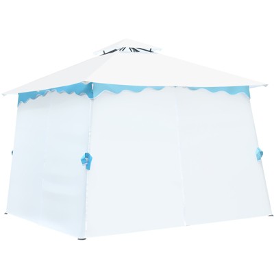  Tangkula 2 Tier 10'x10'Patio Steel Gazebo Outdoor Canopy Tent Steel Frame Shelter Awning W/Side Walls For Patio Yard Garden