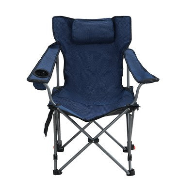  YUHAO Foldable & Portable Camping Chair With 3-Level Reclining Adjustment - Side Pockets, Cup Holder & Carry Bag - Dark Blue