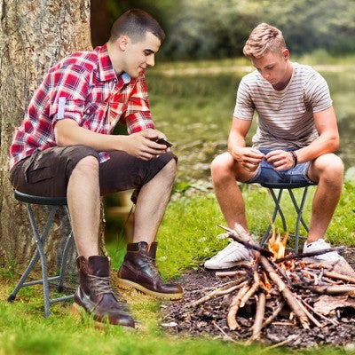  Tangkula 3PCS 18"H Folding Stool Portable & Foldable Camping Chair W/ Built-in Handle