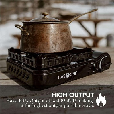  GasOne Dual Fuel Portable Stove 15,000BTU With Brass Burner Head, Dual Spiral Flame Gas Stove, GS-3900PB