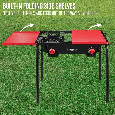  Hike Crew Double-Burner Camping Stove, Portable Propane Stovetop W/Bag