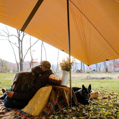  WHITE DUCK Sunshade Tarp – DYNATEK Canvas Outdoor Shelter With Poles, Ropes & Carry Bag – Water-Repellent, Weatherproof Shade Cover