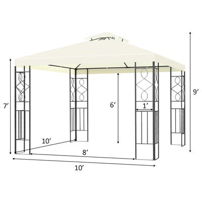  Tangkula 2-Tiers 10'x10'Outdoor Canopy Gazebo Art Steel Frame Party Patio Large Canopy Gazebo W/Netting