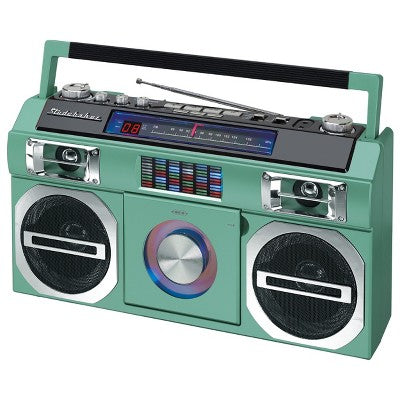  Studebaker SB2145 80's Retro Street Portable Bluetooth Boombox With FM Radio, CD Player, LED EQ And 10 Watts RMS Power