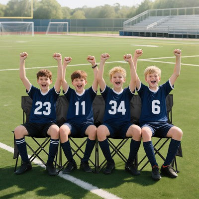  VEVOR Portable Folding Bench, 4 Seat Foldable Soccer Bench With Side Pockets And Carrying Bag, Lightweight Sideline Seating With Back Rest, Black