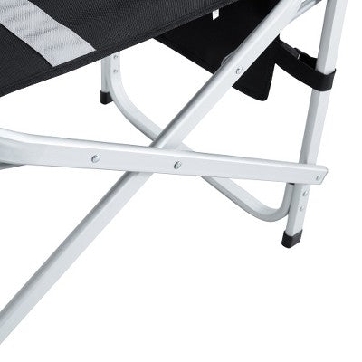  YUHAO 1PCS Outdoor Storage Pockets Lightweight Oversized Directors Chair，Padded Folding Outdoor Chair For Camping Picnics Fishing，Black+Grey