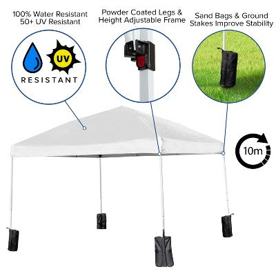  Emma And Oliver 10'x10' Weather Resistant, UV Coated Pop Up Canopy Tent With Sandbags And Wheeled Case