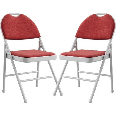  Folding Chairs 2 Pack. Metal Chair With Cushion, Non-Slip Feet Pads, Linen Party Chairs For Indoors And Outdoors Meeting And Dining Room