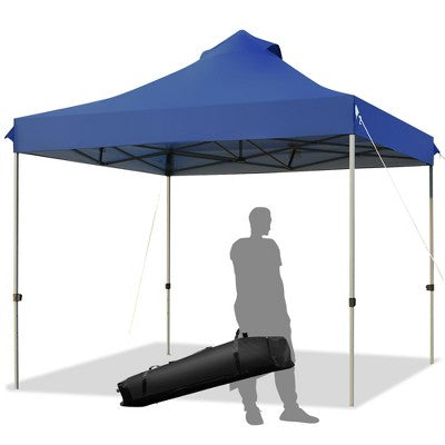 Costway 10' X 10' Portable Pop Up Canopy Event Party Tent Adjustable W/Roller Bag White/Blue/Grey