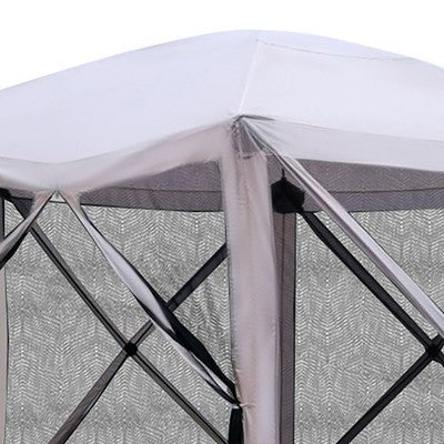  Outsunny 6-Sided Hexagon Pop Up Party Tent Gazebo With Mesh Netting Walls & Shaded Interior, 12' X 12'