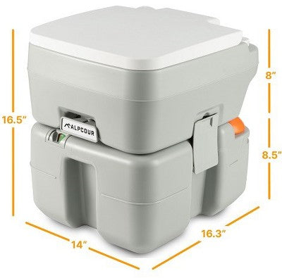  Alpcour 5.3 Gallon Compact Portable Toilet – Indoor & Outdoor Commode With Piston Pump Flush And Washing Sprayer