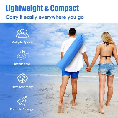  Costway 3-4 Person Easy Pop Up Beach Tent UPF 50Plus Portable Sun Shelter Orange/Blue