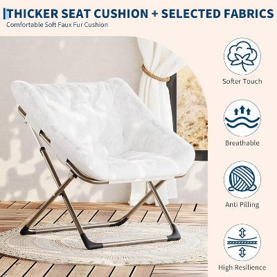  Comfy Chair For Adults, Foldable Living Room Chairs, Soft Faux Fur Folding Lounge For Bedroom Living Room Dorm Rooms
