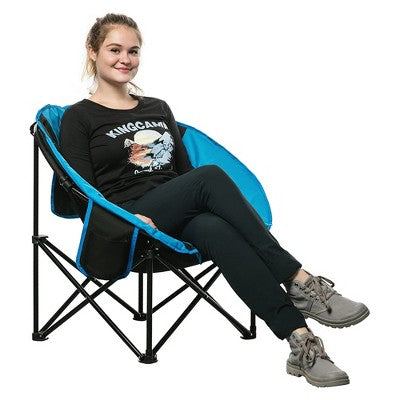  KingCamp Foldable Saucer Moon Lounge Chair With Cupholder Storage Pocket For Indoor Home Or Outdoor Camping And Tailgating Use