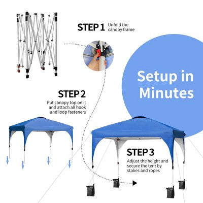  10x10 FT Outdoor Pop Up Tent Canopy Height Adjustable Sun Shelter W/ Roller Bag