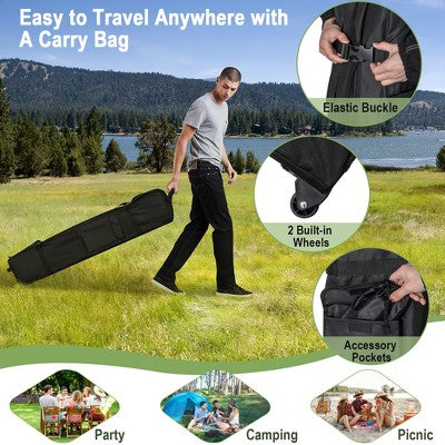  Costway 2-Tier 10' X 10' Pop-up Canopy Tent Instant Gazebo Adjustable Carry Bag With Wheel