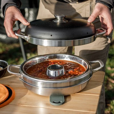  Petromax Camping Oven, Outdoor Baking Over Fire Stovetop Or Hotplate, Portable For Campsite And Backyard, Stainless Steel, 2.1 Qt