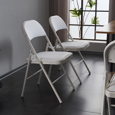  Sevobal Outdoor Portable Chairs 4PCS Foldable Soft Cushion Chair Set With PVC Seat For Living Room And Reception, White, 15.75"*17.72"*30.71"