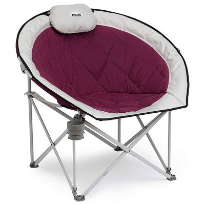  CORE Set Of 2 Oversized Padded Round Moon Outdoor Camping Folding Chair & Instant Canopy 10 X 10' Outdoor Pop-Up Shade Shelter Tent