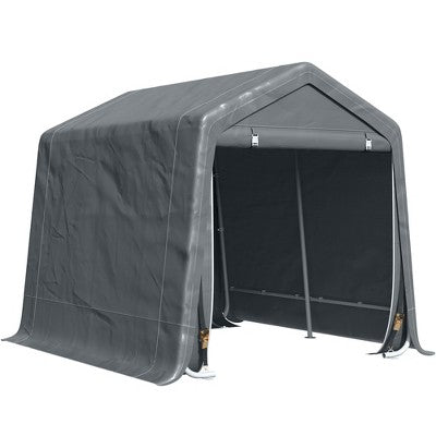  Outsunny Garden Storage Tent, Heavy Duty Bike Shed, Patio Storage Shelter W/ Metal Frame And Double Zipper Doors, Dark Grey
