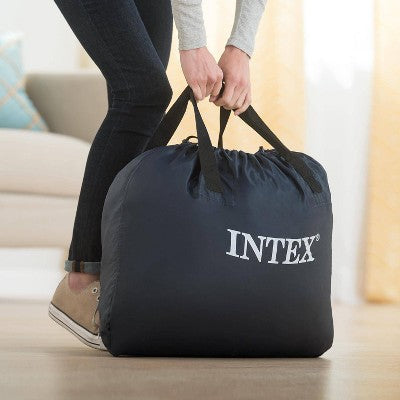  Intex 18" Pillow Top Air Mattress With Electric Pump And Headboard - Queen Size
