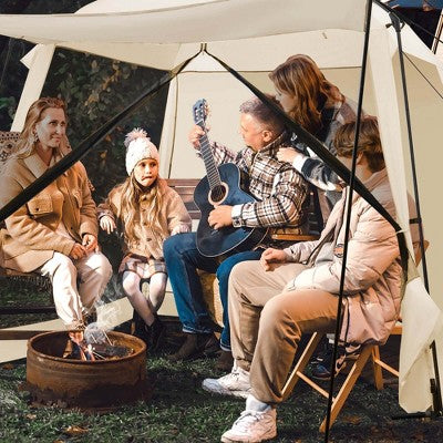  Costway Screen Dome Camping Tent For 6-8 People With 4-Side Mesh Walls Carrying Bag