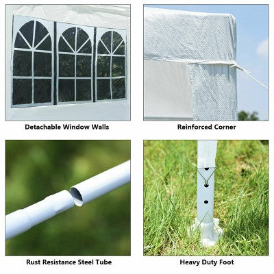  Costway Canopy Party Wedding Event Tent 10'x10' Heavy Duty Outdoor Gazebo Side Walls
