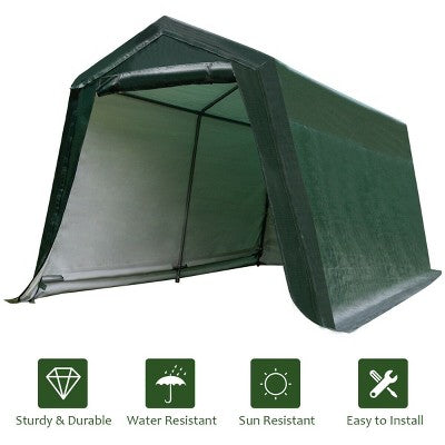 Costway 10'x10' Patio Tent Carport Storage Shelter Shed Car Canopy Heavy Duty Green