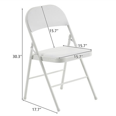  Sevobal Outdoor Portable Chairs 4PCS Foldable Soft Cushion Chair Set With PVC Seat For Living Room And Reception, White, 15.75"*17.72"*30.71"