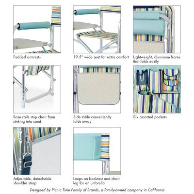  Picnic Time Sports Chair St. Tropez Collection