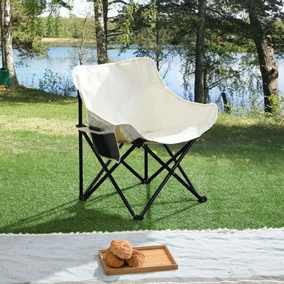 SKRAN Portable Folding Camping Chairs Adjustable Reclining Chair With Built-in Cup Holders And Side Pockets Easy To Transport For Camping