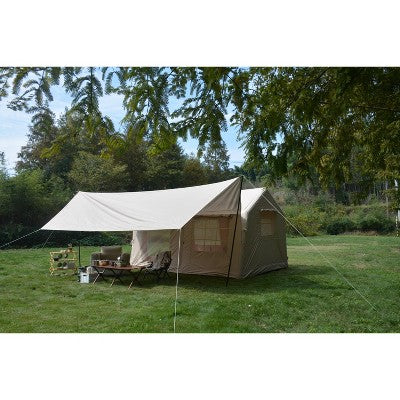  Cesicia 9.8 X13ft Beige Inflatable Camping Tents With Hand Pump & Canopy , Waterproof And Windproof Blow Up Tent, Easy Setup