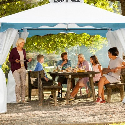  Costway 2 Tier 10'x10' Patio Gazebo Canopy Tent Steel Frame Shelter Awning W/Side Walls