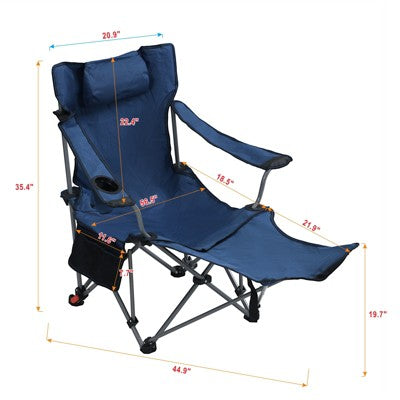  DSVIMOY Camping Chair, Outdoor Portable Chair With Adjustable Levels, Camping Chair With Side Pockets & Cup Holder, Dark Blue, 44.9"*20.9"*35.4"