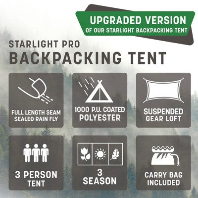  Stansport Starlite Pro Backpacking Tent With Full Mesh Rainfly